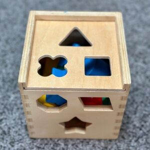 Melissa & Doug Wooden Shape Sorting Cube | Complete 12 Pieces | Montessori Toy
